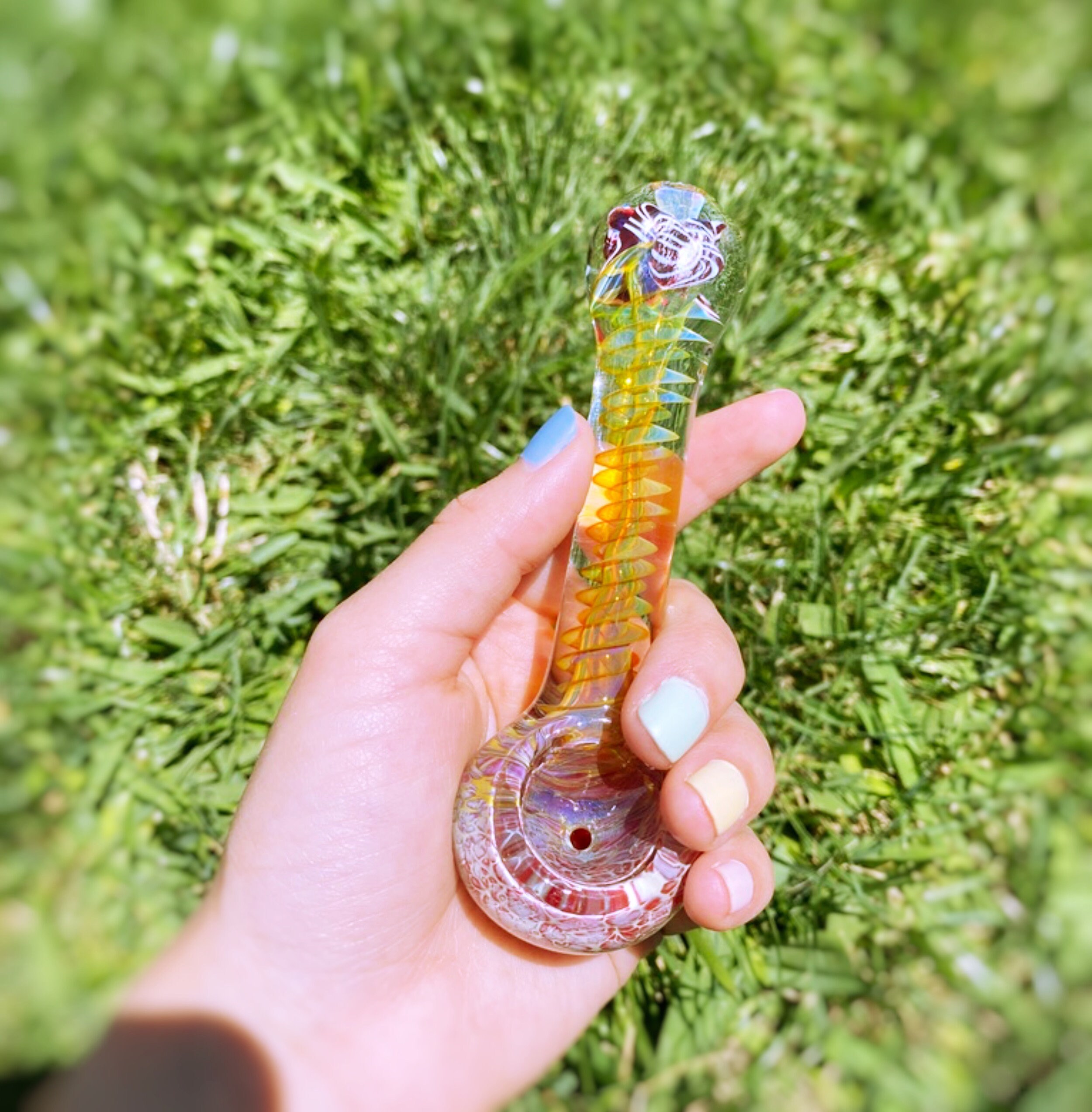 Golden Swirl Glass Smoking Bowl Etsy