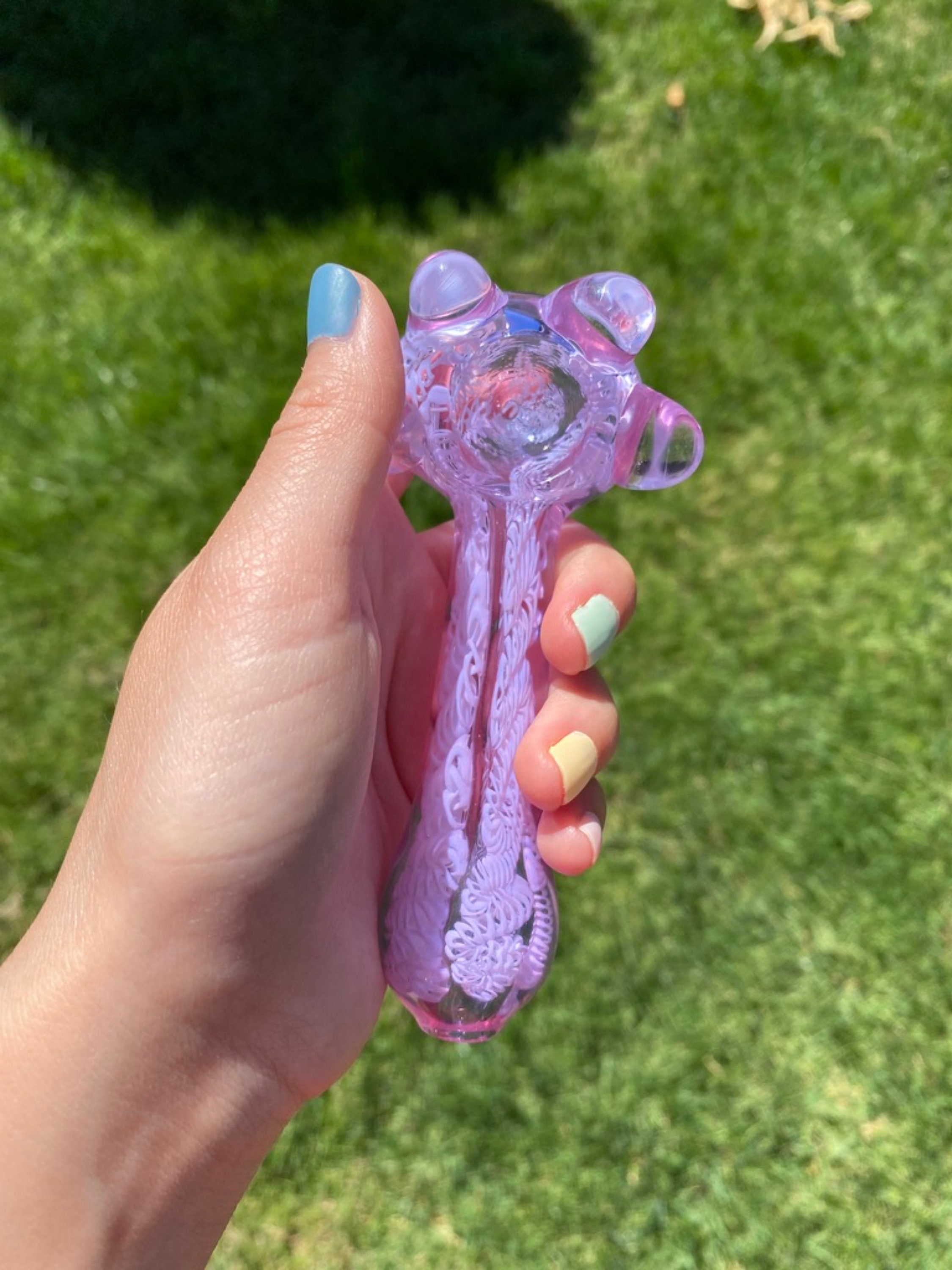 Purple Girly Glass Toasted art tobacco pipes