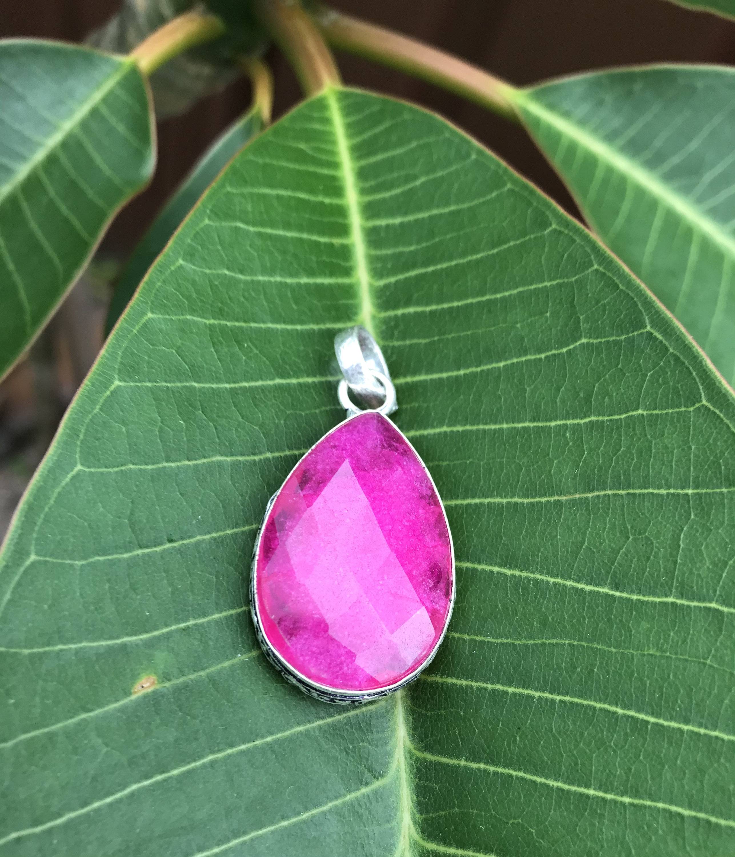 Ruby Faceted Teardrop Pendant Ruby pendant gemstone Etsy