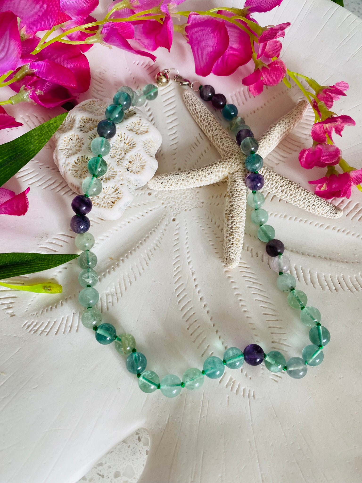 Fluorite bead necklace deals