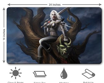 Drow Elf Playmat, MTG Playmat, Large Desk Mat Gaming Mousepad XL, Drizzt,  Gift for Gamer, Gaming Decor, Desk Accessories, Office Accessories 