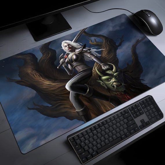 Drow Elf Playmat, MTG Playmat, Large Desk Mat Gaming Mousepad XL, Drizzt,  Gift for Gamer, Gaming Decor, Desk Accessories, Office Accessories 