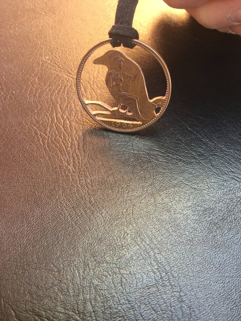 Crow pendant. Copper UK penny. Handcrafted. Coin jewelry. Etsy