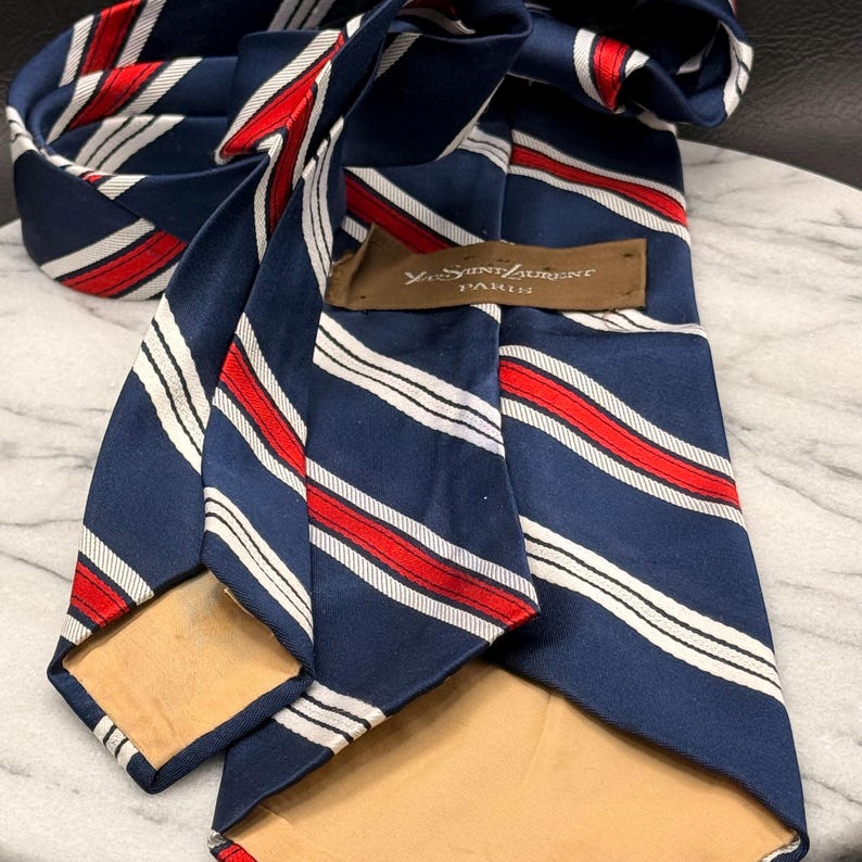 Ysl Necktie Rabbit Vintage YSL Yves Saint Laurent Classic Navy and Red Striped Neck Tie - Etsy