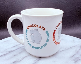 Chocolate makes the world go round Boynton mug with hippo valentines