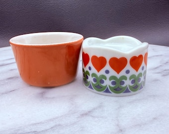 Porcelain egg cups ramekin PORTUGAL funny design GERMANY hearts valentines