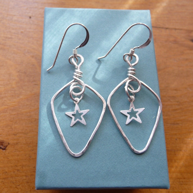 Sterling Silver Star Dangle Earrings