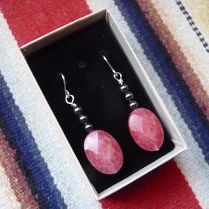 Red Jade Bead Dangle Earrings with Sterling Silver Ear Wires