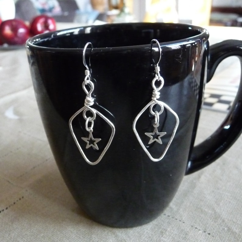 Sterling Silver Star Dangle Earrings