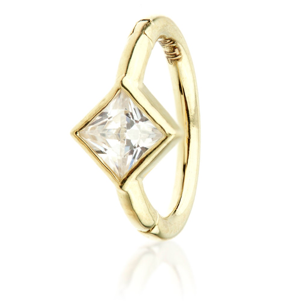 Solid 9ct gold cartilage hoop 9ct diamond gold clicker hoop Etsy
