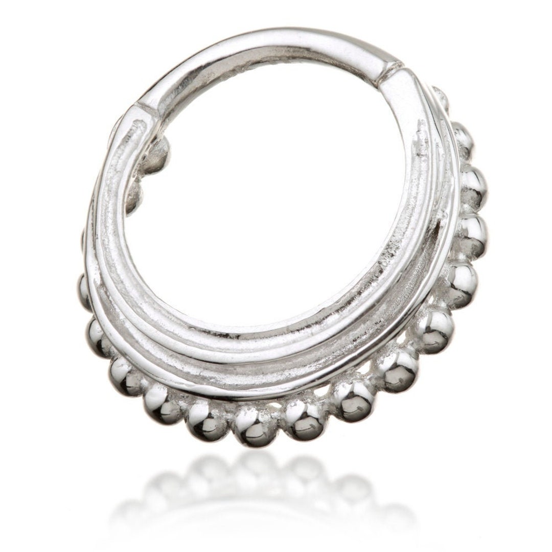 Solid White Gold Cartilage Hoop Tribal Hinged Hoop 8mm Etsy