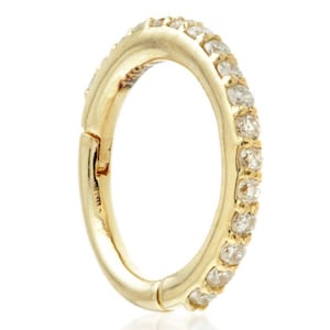 9ct gold pave eternity stone ring - clicker - solid gold - yellow gold - cartilage hoop - diamond - tragus stud - earring - 9ct - 14k