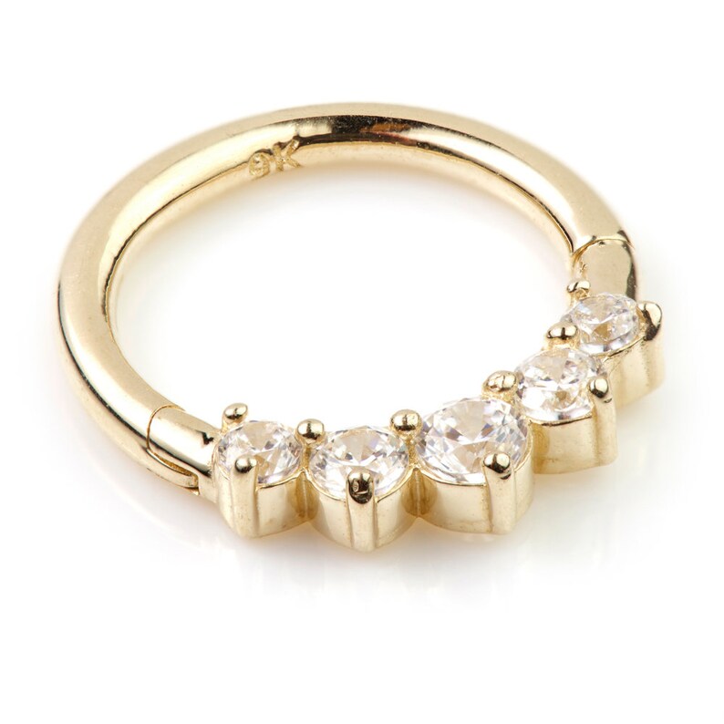 14ct Solid Gold CZ Cartilage Hoop Solid Gold Clicker Hoop Etsy UK