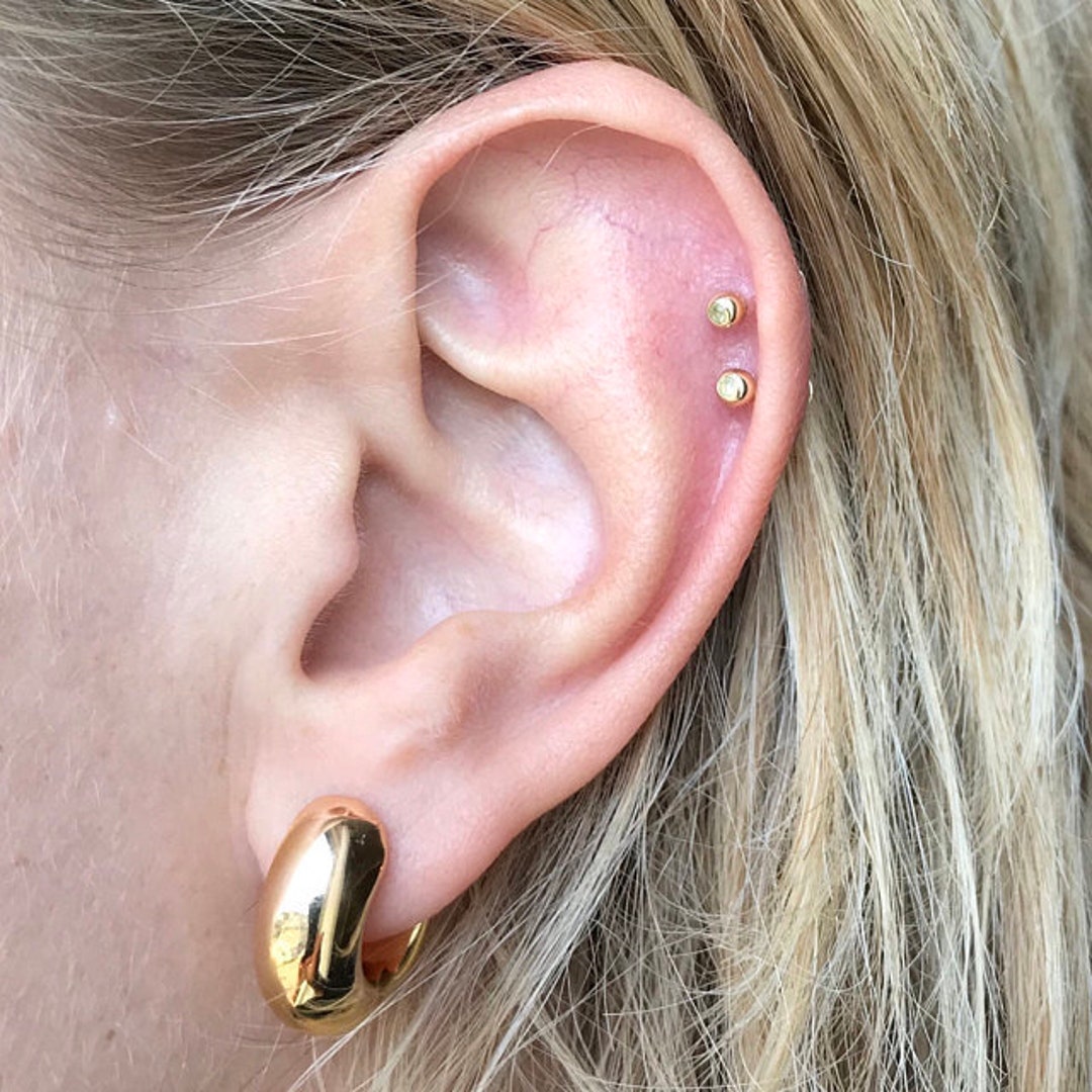 14ct Solid Gold Labret Flat Back Labret 9ct Gold Tragus Etsy UK