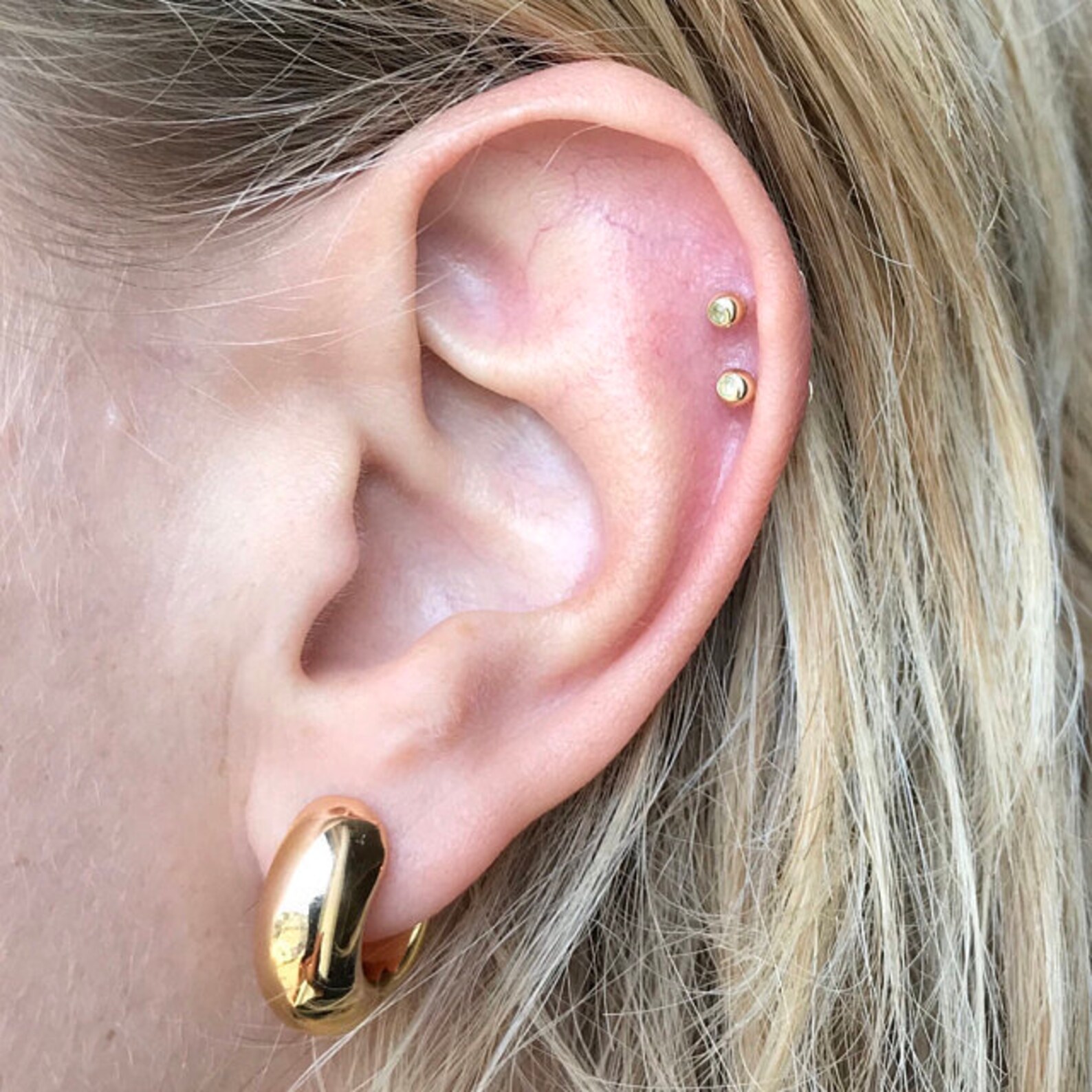 14ct solid gold labret flat back labret 9ct gold tragus Etsy