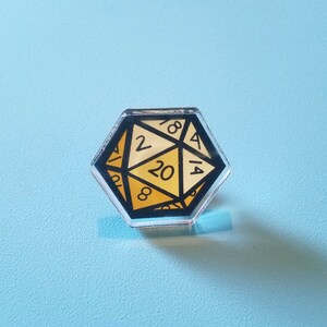 Minimal D20 / Cute Acrylic Pin & Vinyl Sticker