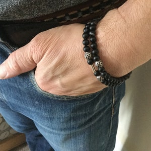 Men’s Natural Stone Bracelet - Handcrafted Bracelet – Stretchable Bracelet for Men’s - Boho Bracelet - Beaded Bracelet - Gift for Him
