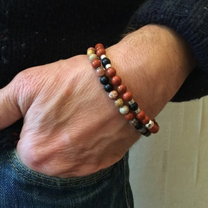 Men’s Natural Stone Bracelet - Handcrafted Bracelet – Stretchable Bracelet for Men’s - Boho Bracelet - Beaded Bracelet - Gift for Him