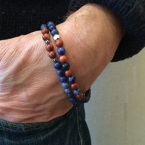 Men’s Natural Stone Bracelet - Handcrafted Bracelet – Stretchable Bracelet for Men’s - Boho Bracelet - Beaded Bracelet - Gift for Him