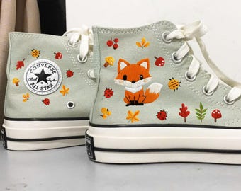 Converse Chuck Taylor embroidery fox sneakers: 1970 style floral embroidered sneakers for girls