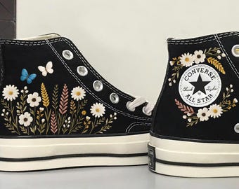 Custom embroidered flower embroidered shoes gift for kids go to school