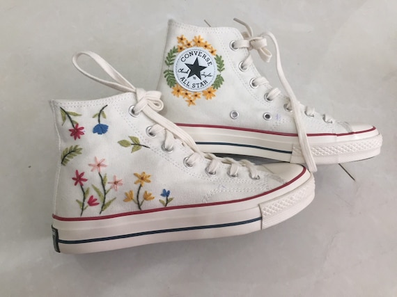 Converse Chuck Taylor Embroidered Natural Flowers and Plants - Etsy