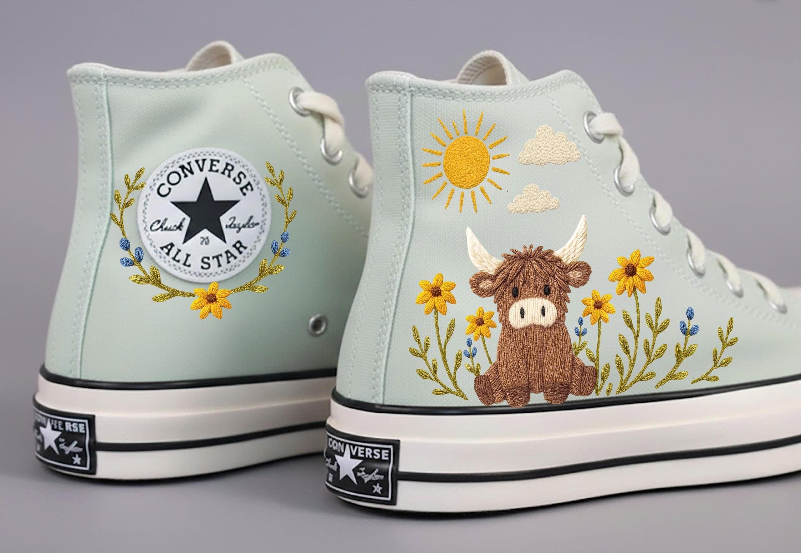 Converse CTAS HI Highland Cow Yellow White Black Men\'s 13 Highland Cow Converse - Etsy UK main image 2