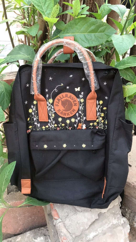 Embroidered Kanken Backpack: Custom Flower Travel School  display picture 1