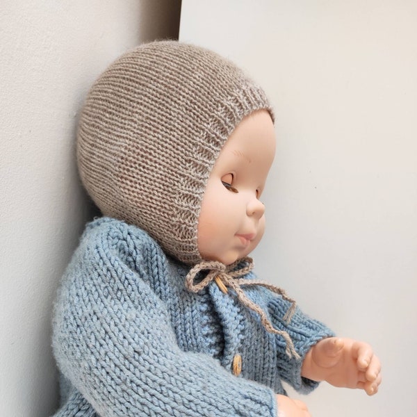Béguin bébé chic et mixte en coton noir crocheté main, 0 au 12 mois