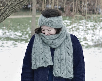 Women's hand knitted wool scarf, women's wool scarf, hand-knitted scarf, alpaca and women's silk scarf, scarf