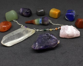 11 pieces Healing Crystal Kit, Healing Crystal Anxiety, Healing Crystals, Chakra Stone Set, Chakra Crystal Set, Raw Amethyst Crystal, Quartz