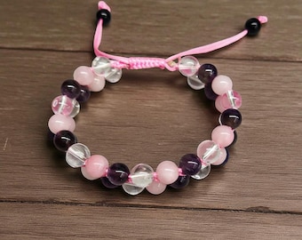 Rose Quartz Amethyst Bracelet – Healing Crystal Energy Jewelry