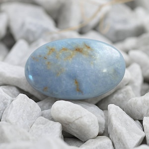 Angelite Palm Stone – Soothing Crystal for Calm, Healing, and Balance | Natural Blue Angelite for Spiritual Growth & Energy Work