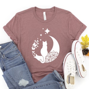 Cat Sitting On Moon Shirt, Mandala Cat Moon, Cat Lover Shirt, Cat Tshirt, Cat Mom Shirt, Gift For Cat Lovers, Cute Kitten Shirt, Cat Mama