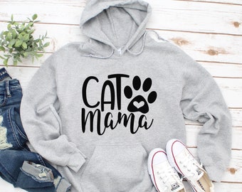 Hoodie, Cat Mama, Cat Hoodies, Hooded Sweatshirt, Hoodies For Women Cat Mom, Cat Lover Gift, Kitten, Fur Mama, Cat Lady, Custom Hoodie