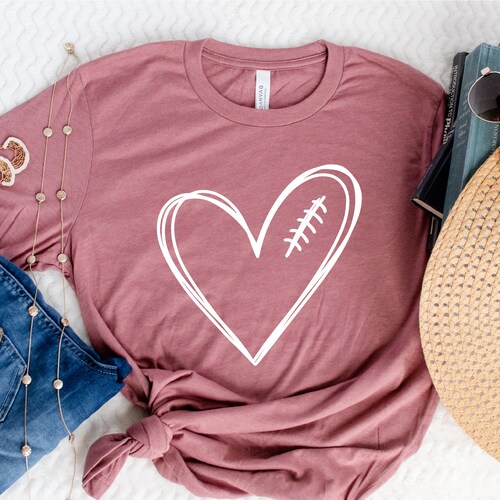 Football Heart Shirt Love Season Game Day Shirt Sunday - Etsy