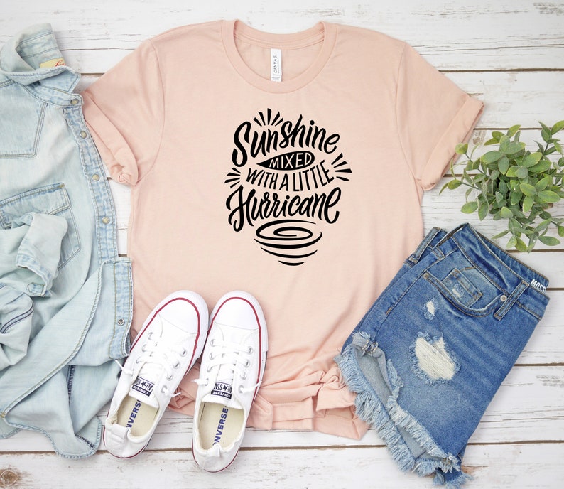 Sunshine Mixed with a Little Hurricane Shirt, Summer Shirts For Women, Beach Shirt, Summer Shirt, Beach Shirts For Women, Vacation Shirt image 1