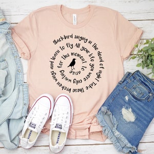 Blackbird Singing In The Dead Of Night Shirt, Blackbird, Lyrics, Music Shirts For Women, Music Lovers Gift, Blackbird Shirt