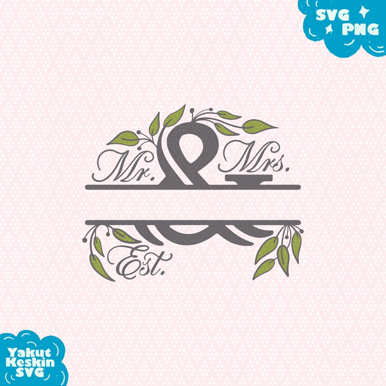 Download Wedding Engagement Monogram Valentines Clip Art Svg Dxf Png Files For Silhouette And Cricut Mr And Mrs Floral Split Monogram Frame Svg Clip Art Art Collectibles Commentfer Fr