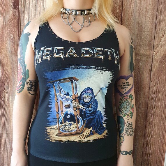 Women's One of a Kind Studded Megadeth Band Shirt Metal