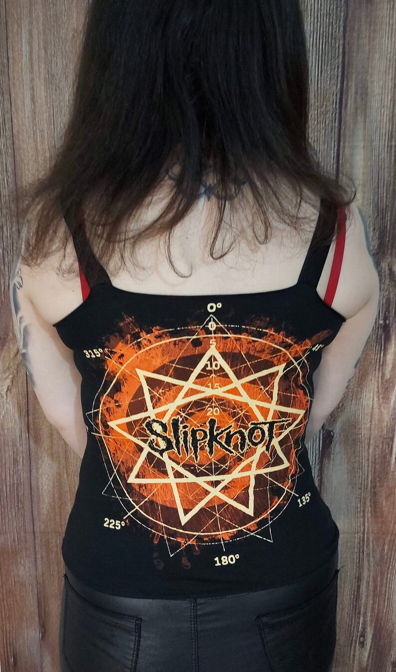 Women\u2019s one of a kind slipknot shirt top eyelet lace up tie up tank top nu metal festival knotfest