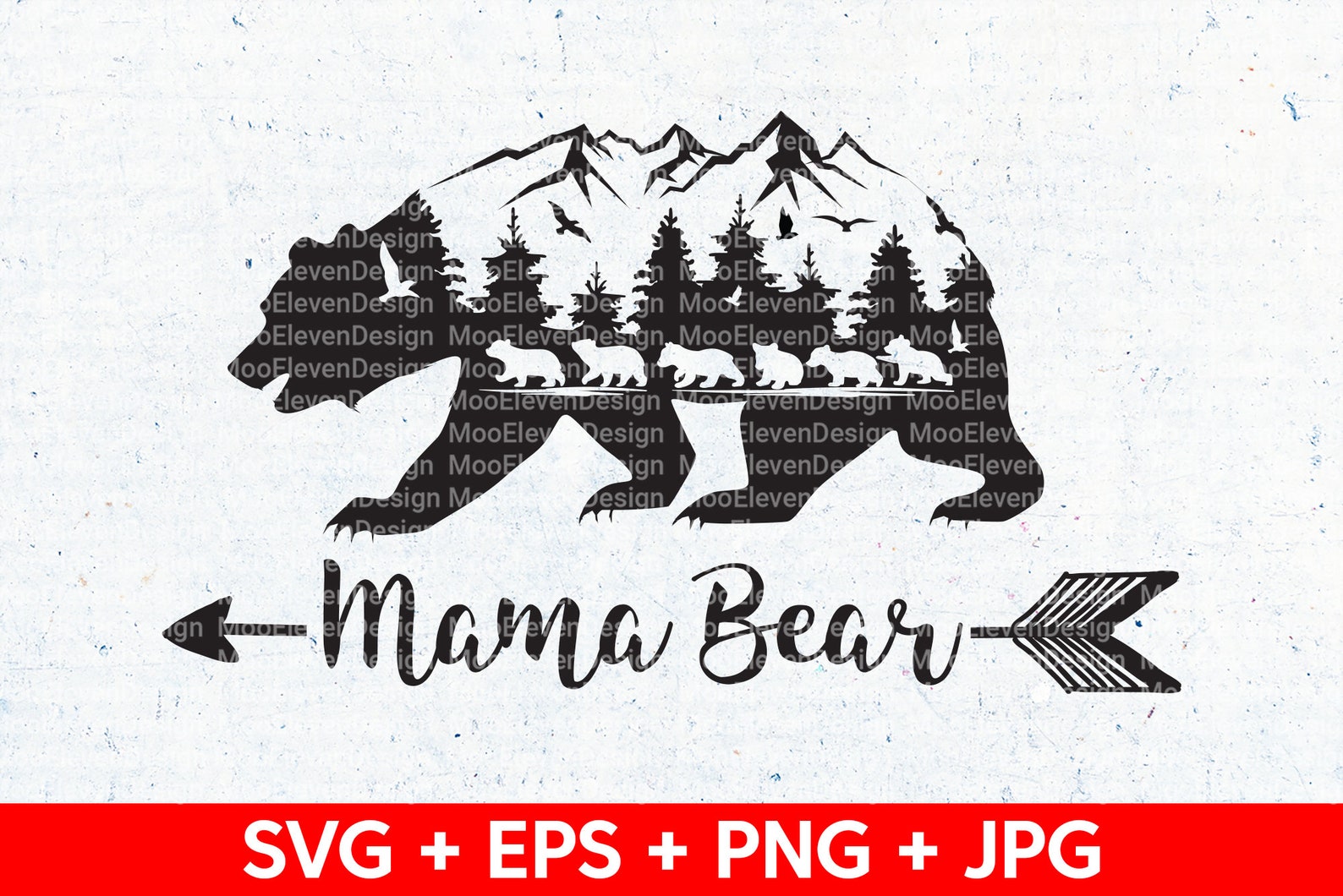 Mama Bear SVG cut file Mountain Bear SVG with six cubs Bear | Etsy