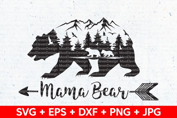 Download Mama Bear Svg Cut File With 2 Cubs Mountain Bear Svg Bear Etsy