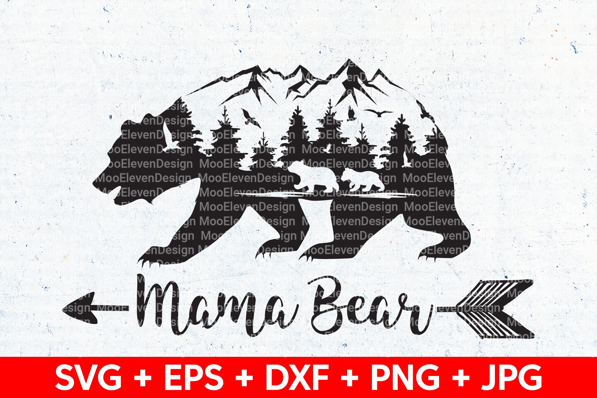 Mama Bear SVG cut file with 2 cubs Mountain Bear SVG Bear | Etsy
