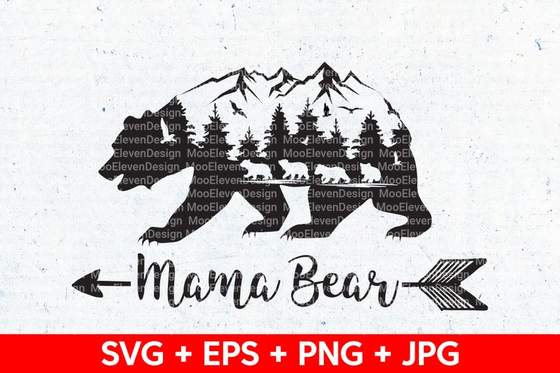 Mama Bear SVG cut file Mountain Bear SVG with four cubs ...