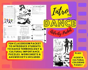 Dance Culture Activity Packet featuring Puzzles/ Vocab/ Coloring & more!