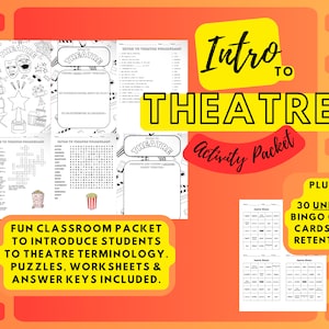 Intro to THEATRE Packet + VOCAB PUZZLES & Bingo for Summer Camp, Back to School
