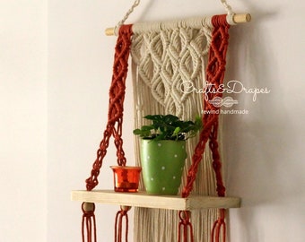 Macrame Shelf | Boho Hanging Shelf | Macrame Wall Hanging | Floating Shelf | Hanging Plant Shelves | Organizer Shelf | Housewarming Gift
