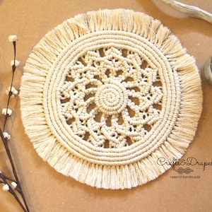 Large Macrame Placemat: Boho Table Centerpiece, Plant Mat (12&quot; Diameter)
