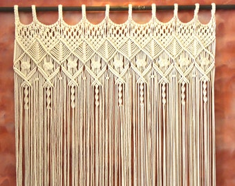 Boho Handwoven Macrame Curtain Room divider Retro Wall Décor Wall Hanging Party Backdrop W 42" x L 76" Buy One or two Panels